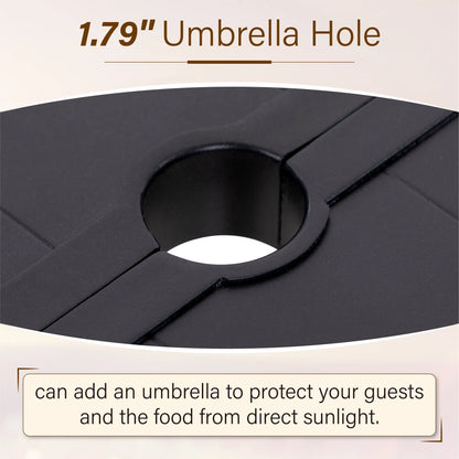 7-Piece Patio Dining Set With 6 Cushioned Steel & Rattan Chairs and Rectangle Table