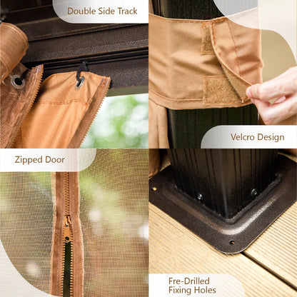 Outdoor Hardtop Gazebo Double Roof Canopy