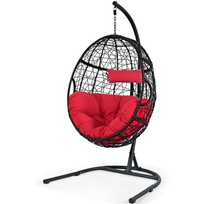 Outdoor Hanging Egg Chair Swing Hammock Chair Set with Stand & Cushion