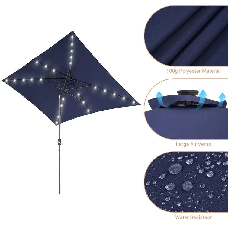 Doralice 120'' x 78'' Rectangular Lighted Market Umbrella