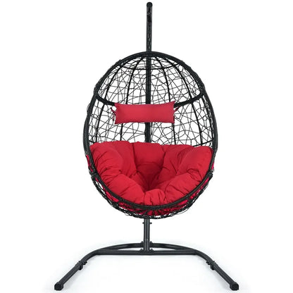Outdoor Hanging Egg Chair Swing Hammock Chair Set with Stand & Cushion
