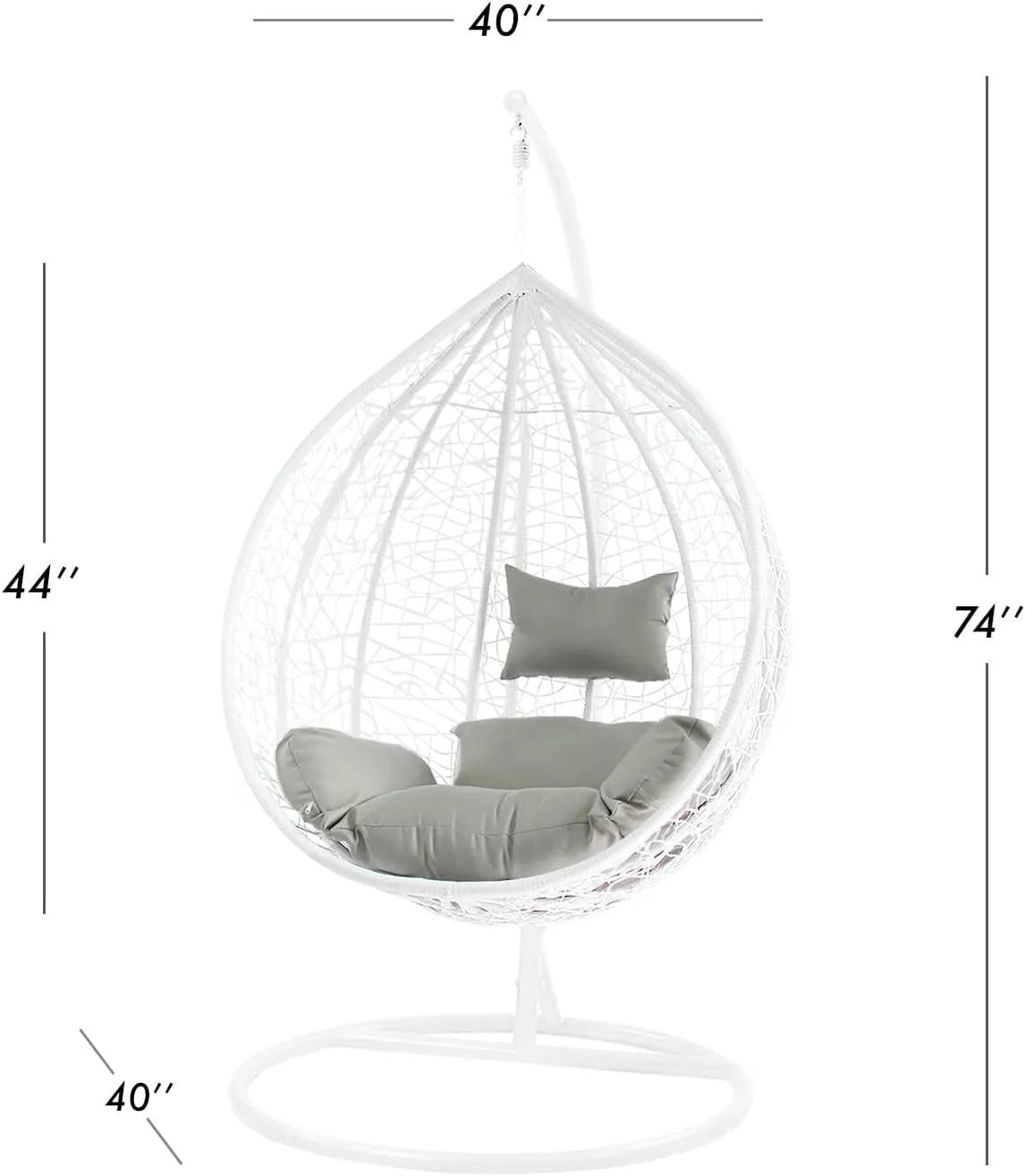 J.M.Deco Porch Swing Chair with Stand, Cushion & Pillow, Goldden Egg Rattan Wicker Swing Hanging Chair, Hammock Chair for Indoor, Outdoor, Garden, Backyard & Patio