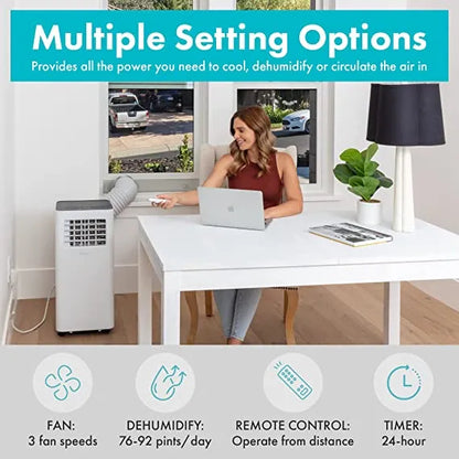 SLPAC805W.5 Portable Air Conditioner-Compact Home A/C Cooling Unit with Built-in Dehumidifier & Fan Modes, Includes Window Mount Kit, 8,000 BTU with WiFi + Drain Hose, White