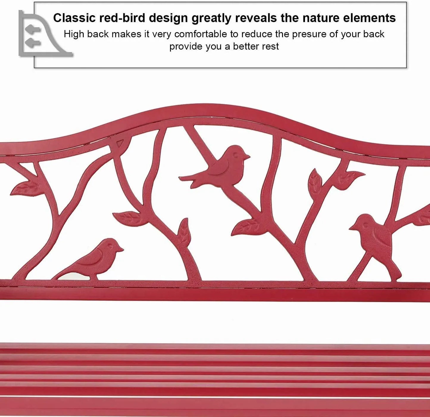 50 Inch Patio Garden & Park Bench Steel Frame Porch Chair