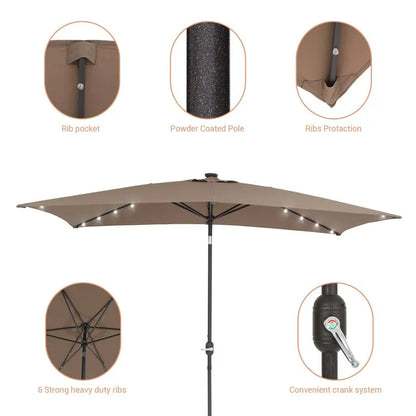 Doralice 120'' x 78'' Rectangular Lighted Market Umbrella