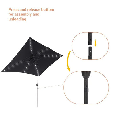 Doralice 120'' x 78'' Rectangular Lighted Market Umbrella