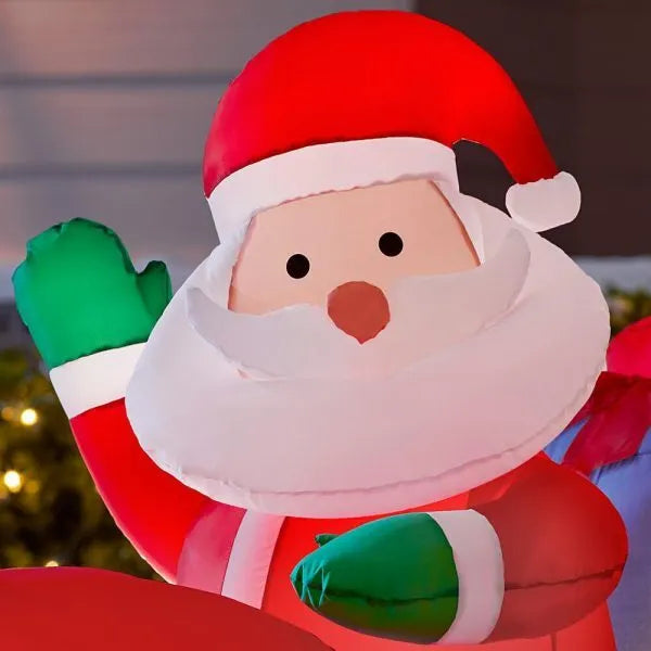 Christmas-5 ft inflatable santa driving vintage fire truck scene