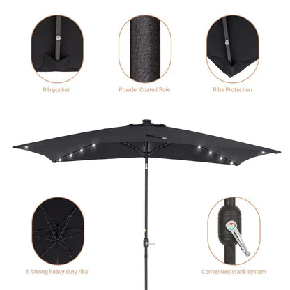 Doralice 120'' x 78'' Rectangular Lighted Market Umbrella