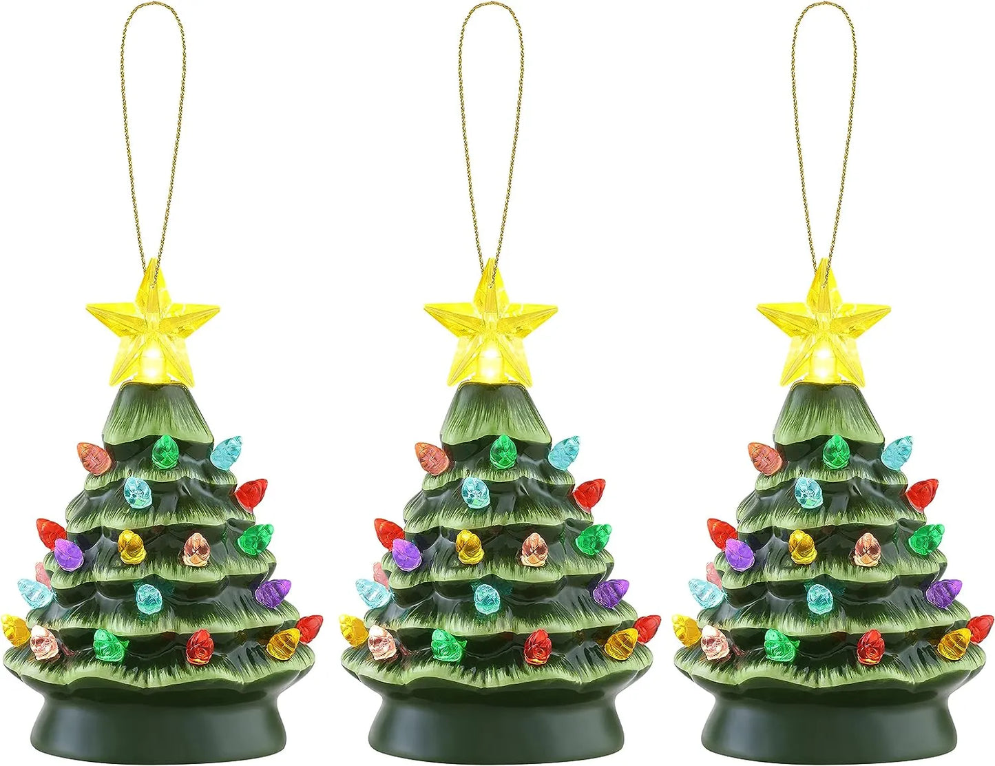 Mr. Christmas Nostalgic Ceramic Christmas Tree with LED, 14 Inches, Santa & Reindeer