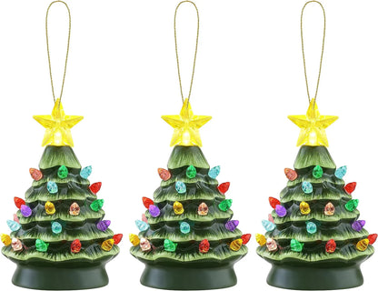 Mr. Christmas Nostalgic Ceramic Christmas Tree with LED, 14 Inches, Santa & Reindeer