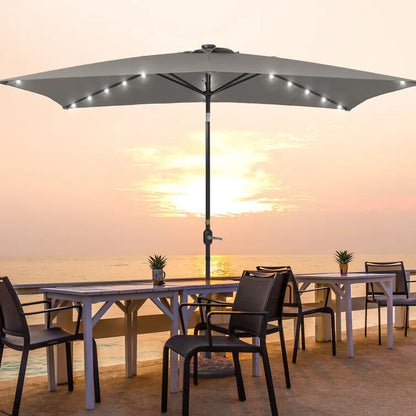 Doralice 120'' x 78'' Rectangular Lighted Market Umbrella