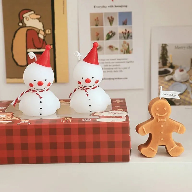Christmas Scented Candle Snowman Aromatic Candles Gingerbread Man Atmosphere Candle Diy Craft Gift Christmas Party Decor