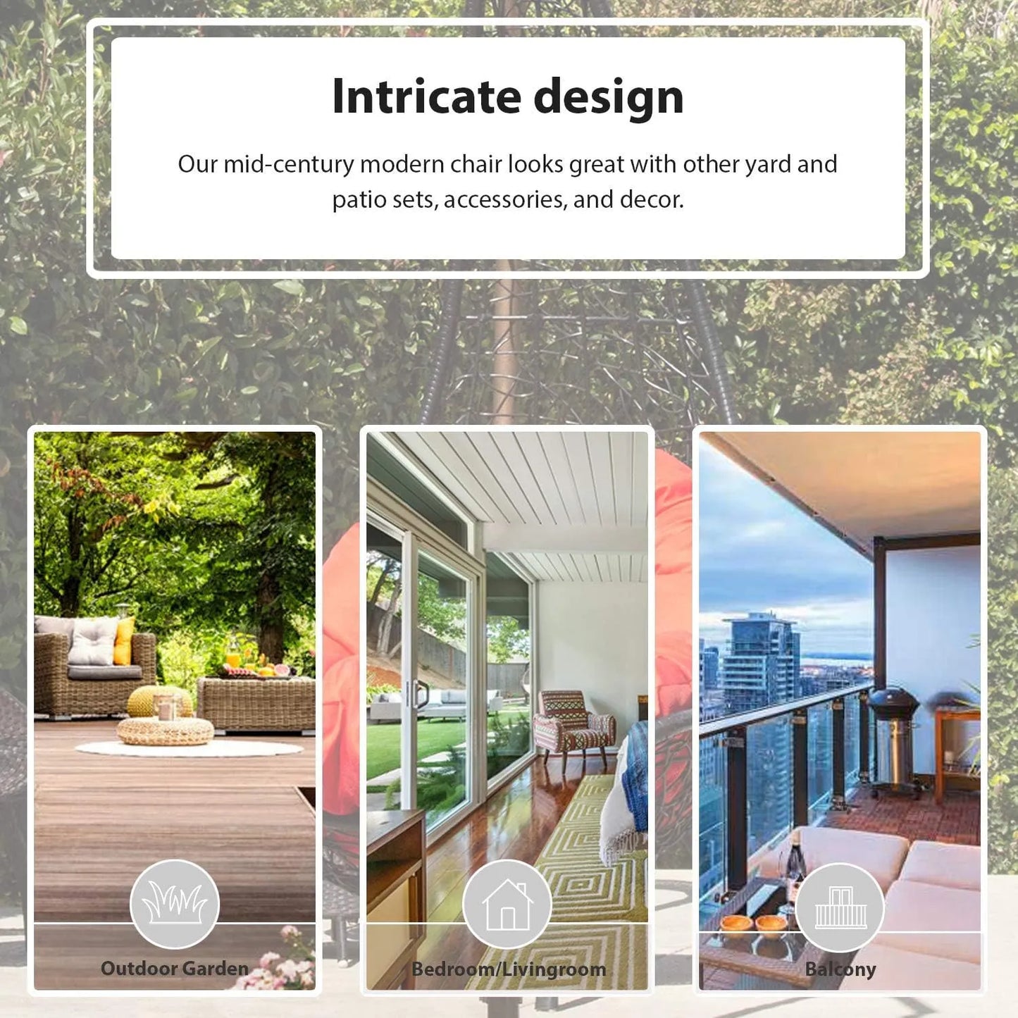 J.M.Deco Porch Swing Chair with Stand, Cushion & Pillow, Goldden Egg Rattan Wicker Swing Hanging Chair, Hammock Chair for Indoor, Outdoor, Garden, Backyard & Patio